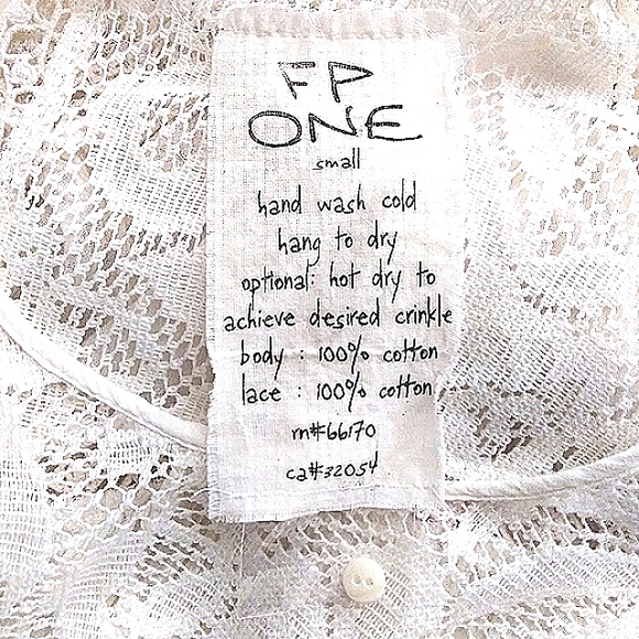 FP ONE IVORY/CREAM CRINKLE COTTON SUMMER CARDIGAN LACE CROCHET SINGLE BUTTON - Picture 10 of 10